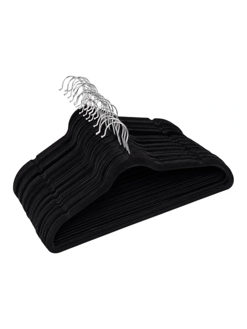 20 Black Felt Hangers with Silver Hooks